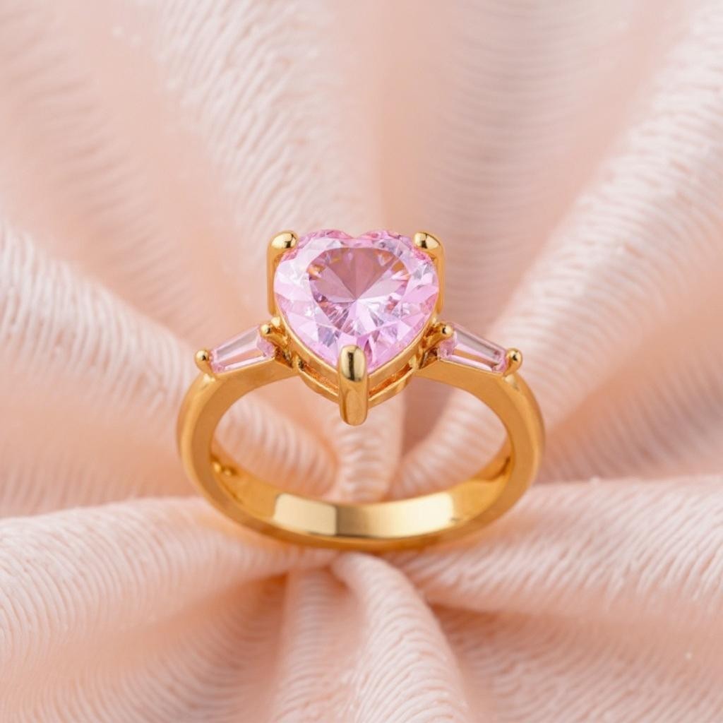 Anillo corazon rosa