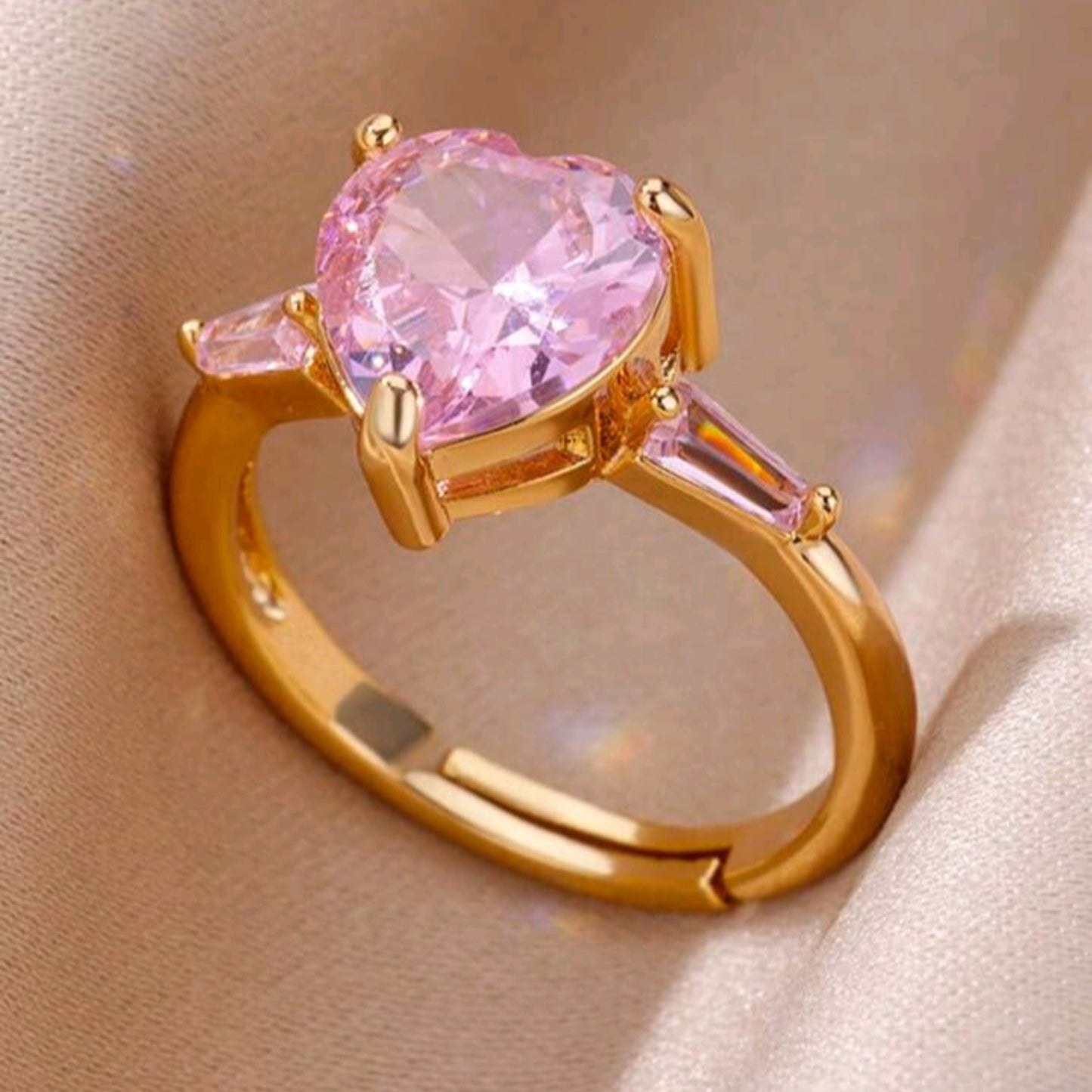 Anillo corazon rosa