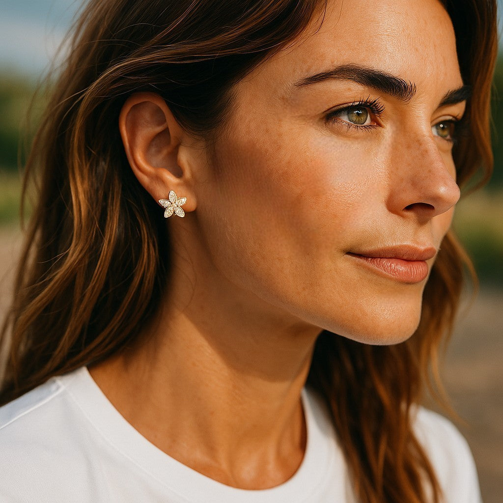 Aretes Florecita Brillante 🌸
